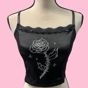 Current Mood Rose and Spikes Crop Top Dolls Kill